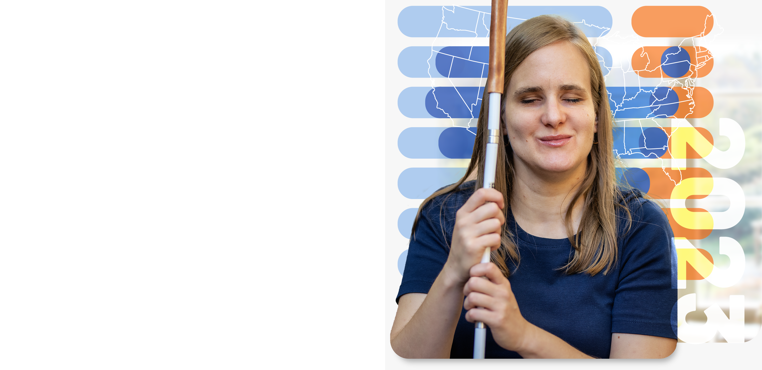 Blind woman holding a walking stick